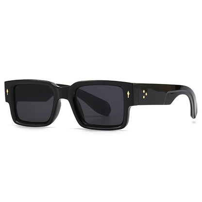 Ins Popular Fashion Square Rivets Men Sunglasses Vintage Punk Gradient Women Trending Dark Green Sun Glasses Shades UV400