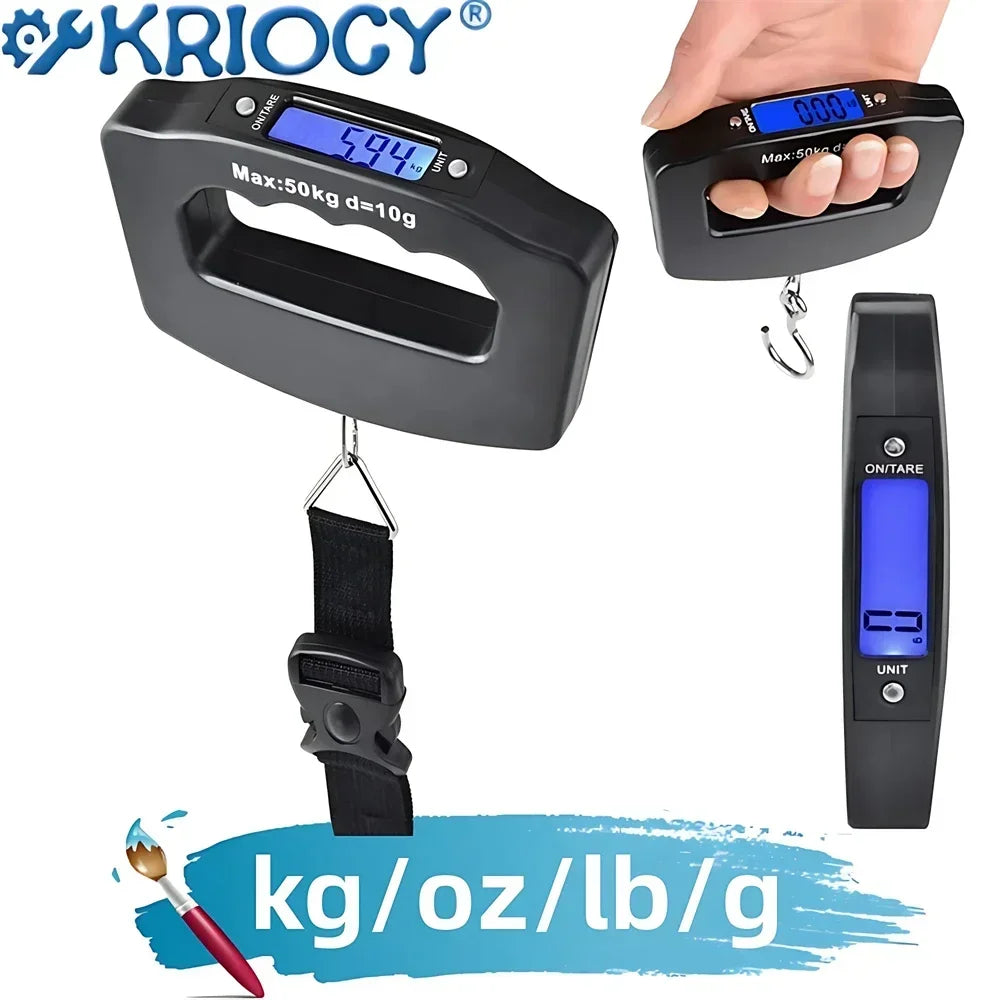 50Kg Digital Luggage Scale Portable Suitcase Scale Handheld Electronic Scales Backlight Digital Display Travel Accessories