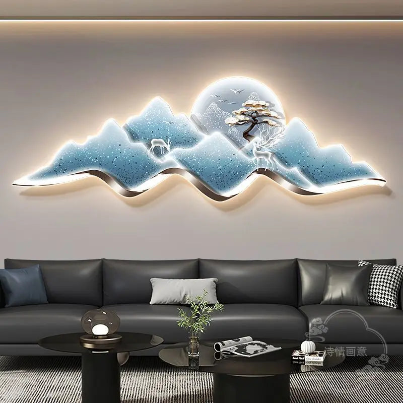 Decorative Painting LED Lighting Advanced Sense Wall Lamp Painting Light Luxury Atmosphere Sofa Background Wall Hanging Painting