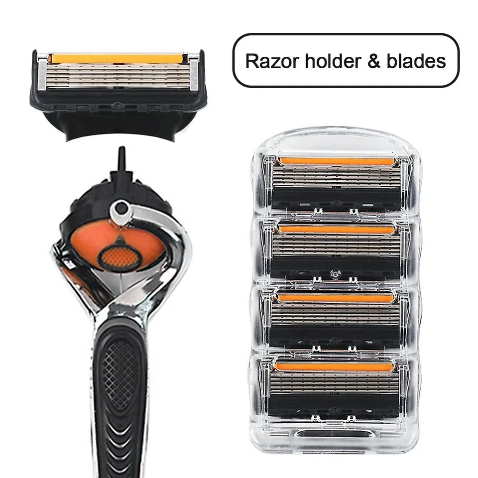 High Quality 5 Layers Manual Shaver Razor with 4 Replaceable Heads Blade Brand Universal Handle & Head