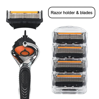 High Quality 5 Layers Manual Shaver Razor with 4 Replaceable Heads Blade Brand Universal Handle & Head