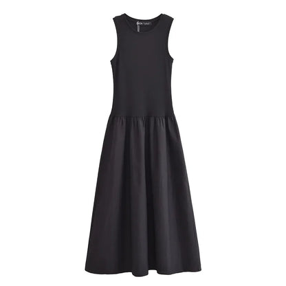 Khaki Elegant Long Dresses 2025 Women'S Spring Sleeveless Black Dresses Fashion Casual Party Y2K Dress Vestidos for Female