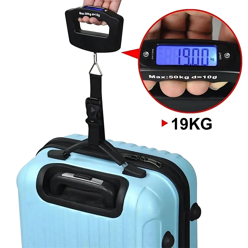 50Kg Digital Luggage Scale Portable Suitcase Scale Handheld Electronic Scales Backlight Digital Display Travel Accessories