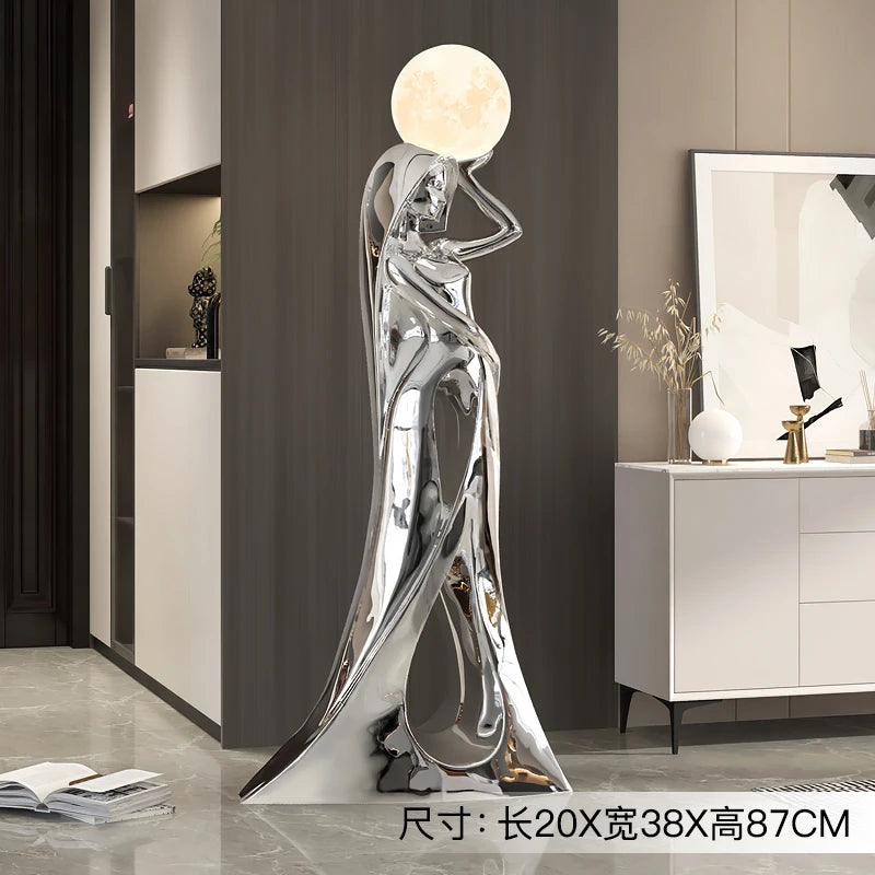 Home Decor Ladies Statue Living Room Large Floor Sofa TV Cabinet Modern Interior Soft Decoration Light Luxury Housewarming Gift