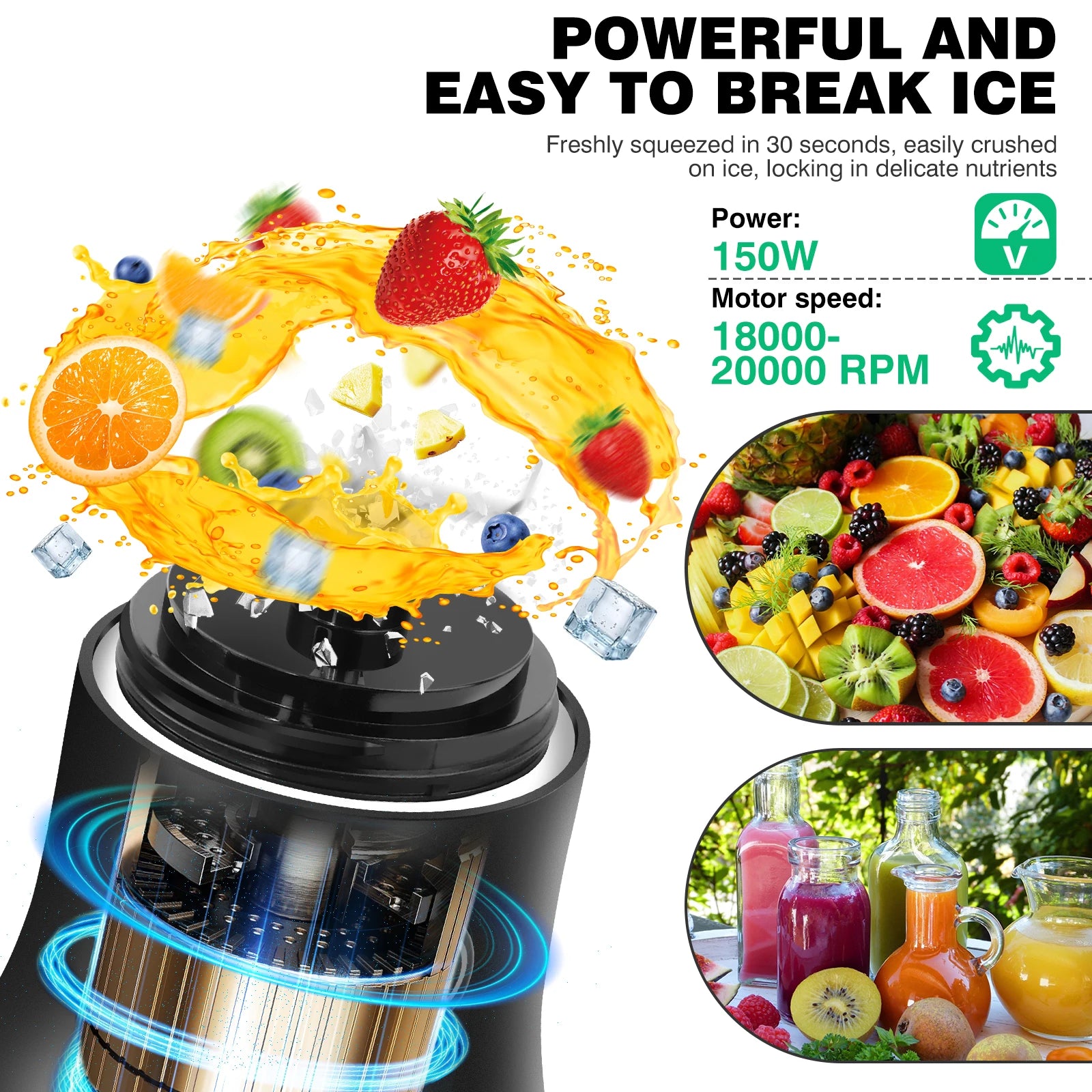 600ml Portable Mini Blender - USB Rechargeable Smoothie Maker for Effortless Travel and Ice Blending