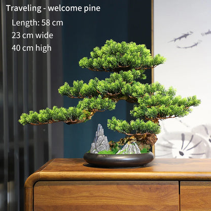 Simulation Bonsai Trees Are Suitable for Decoration, Immortal Welcoming Pine, Green Planting, Artificial Landscape, Home, Living