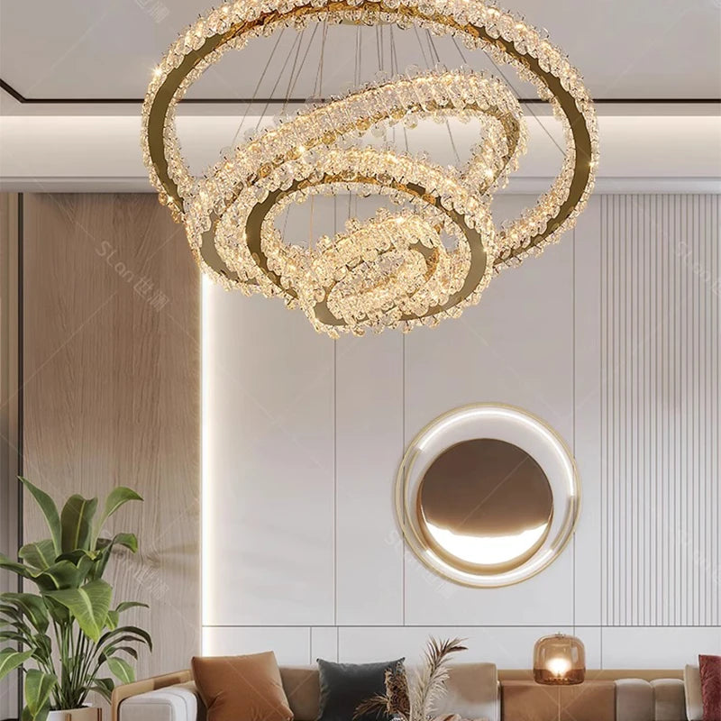 Modern Home Decoration Crystal Chandelier, Stair Pendant Lamp, Living Room Pendant Lights, Interior Lighting