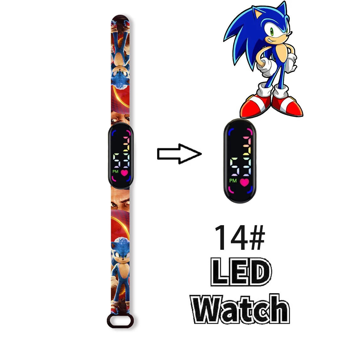 Sonic Children'S Watches Anime Character Luigi Luminous Bracelet Watch LED Touch Waterproof Sports Kids Gifts Watch