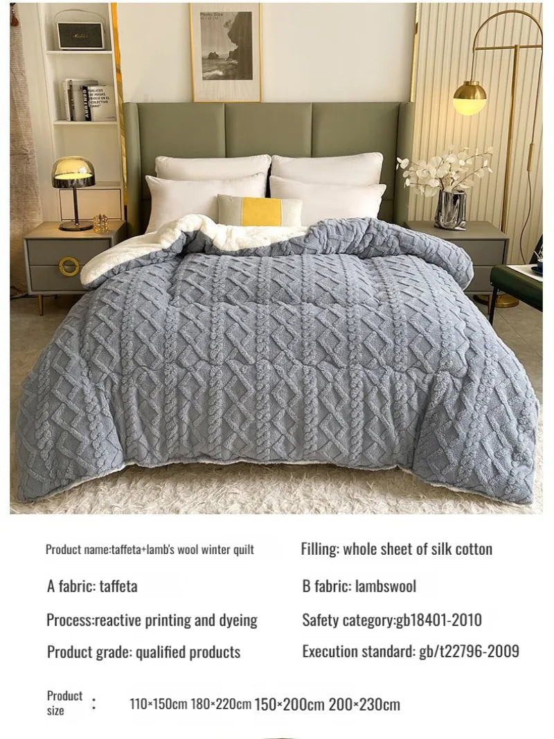 Comfortable Double-Sided Velvet Quilt Core Bedroom Velvet Thickened Blanket Home Lamb Fleece Quilt Warm Quilt Core Comfortable
