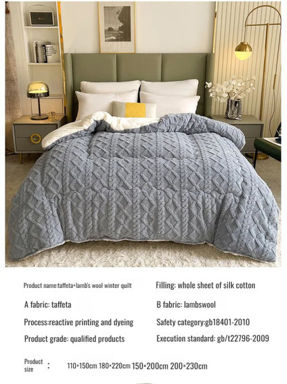 Comfortable Double-Sided Velvet Quilt Core Bedroom Velvet Thickened Blanket Home Lamb Fleece Quilt Warm Quilt Core Comfortable