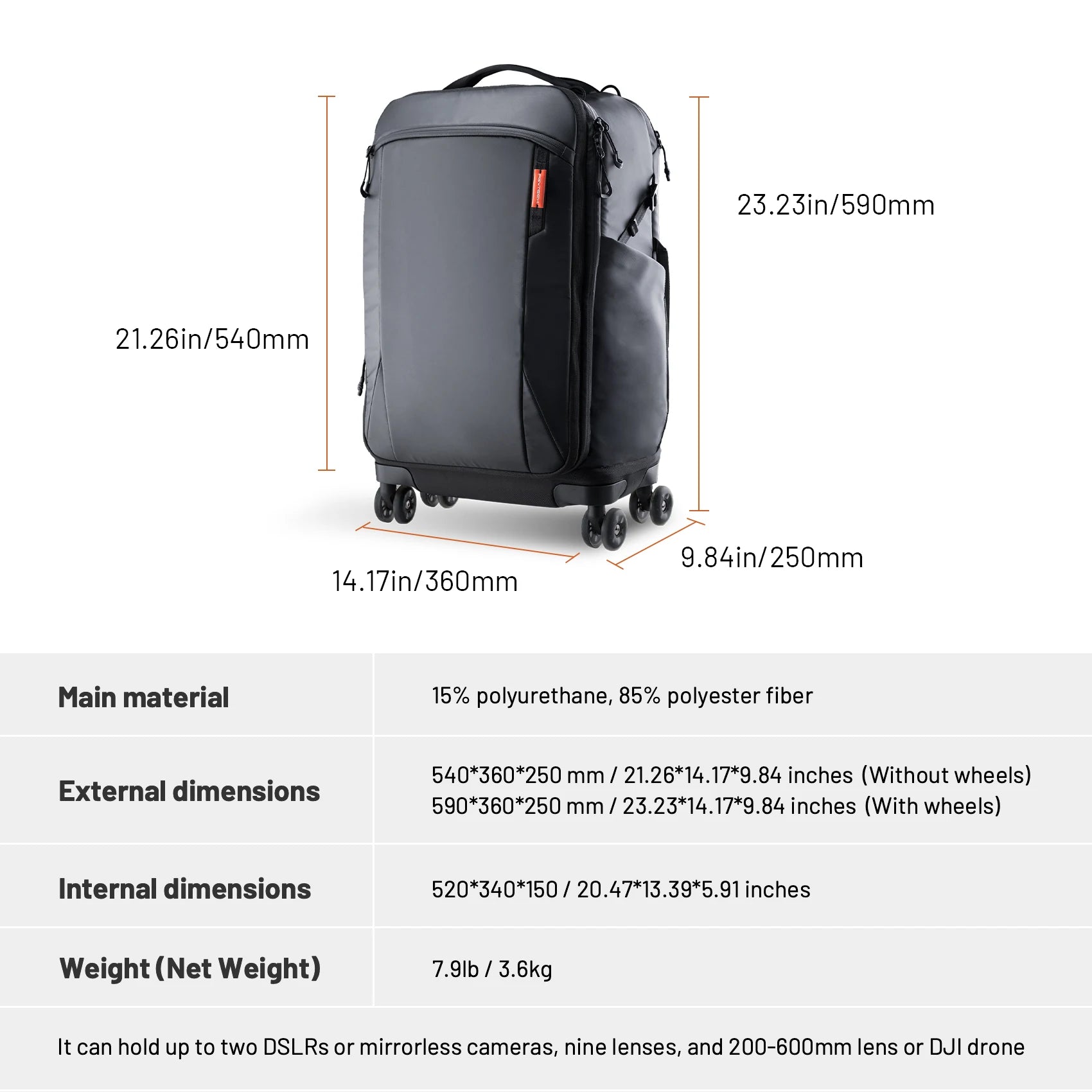 Photography Trolley Case Photography Bag DSLR Camera Bag Professional Outdoor Backpack Luggage Equipment Travel Case