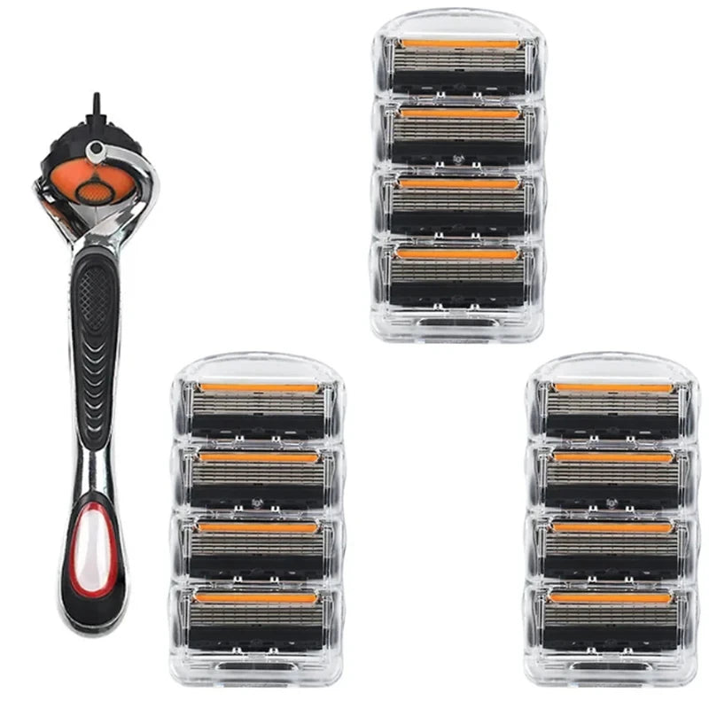 High Quality 5 Layers Manual Shaver Razor with 4 Replaceable Heads Blade Brand Universal Handle & Head
