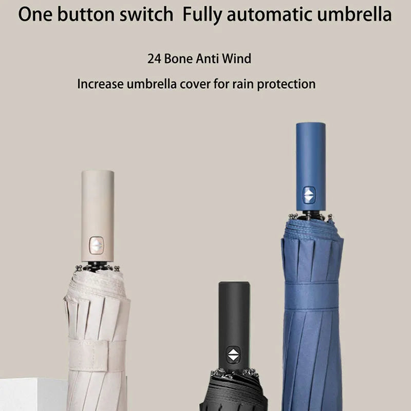Reinforced 24-Bone Umbrella, Men'S Business Strong and Durable Wind-Resistant Umbrella, Anti-Uv Sunscreen Umbrella Women'S Sunny
