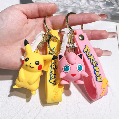Pokemon Keychain Anime Cartoon Pikachu Creative Key Chain Ornaments Dolls Eevee Psyduck Rowlet for Kids Toys Bag Pendant Gifts