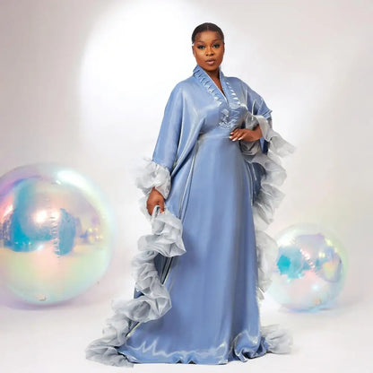 Luxurious Evening Dresses High Quality African Dresses Batwing Hem Turkey Wedding Dress Dashiki Ankara