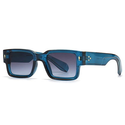 Ins Popular Fashion Square Rivets Men Sunglasses Vintage Punk Gradient Women Trending Dark Green Sun Glasses Shades UV400