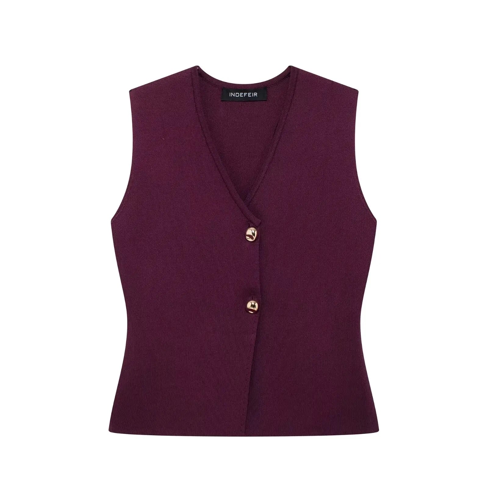 2025 Women Skirt Set Wine Red Knitted V-Neck Sleeveless Slim Vest +Solid High Waist Zipper Patchwork Long Skirt Street