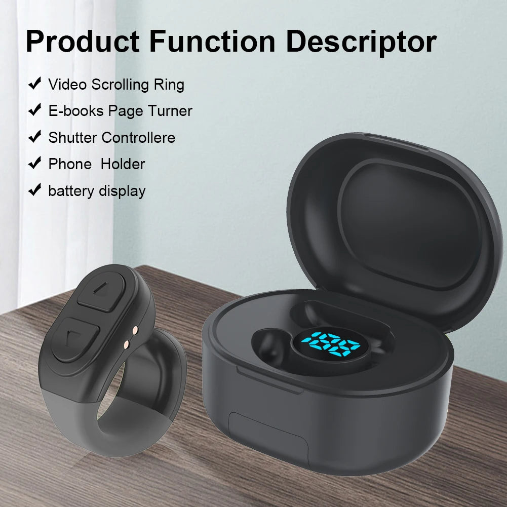 For Tiktok Fingertip Remote Control Scrolling Ring Wireless Camera Shutter Selfie Button Bluetooth Page Turner for Ios Android