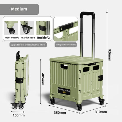 Camping and Storage Boxhome Multifunctional Grocery Cart, Portable and Foldable Shopping Cart, Outdoor Trolley Cart, Stall,