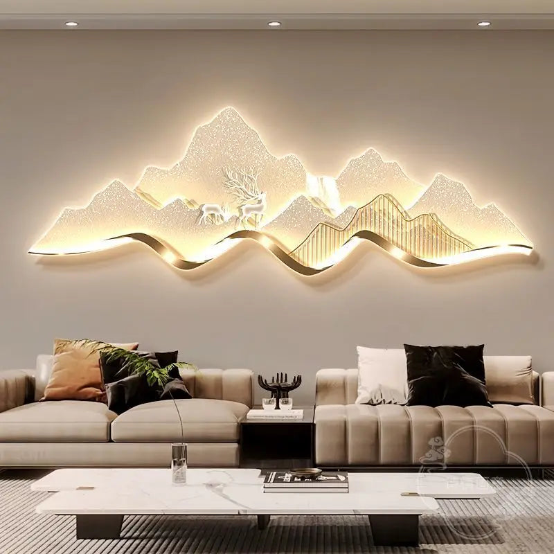 Decorative Painting LED Lighting Advanced Sense Wall Lamp Painting Light Luxury Atmosphere Sofa Background Wall Hanging Painting