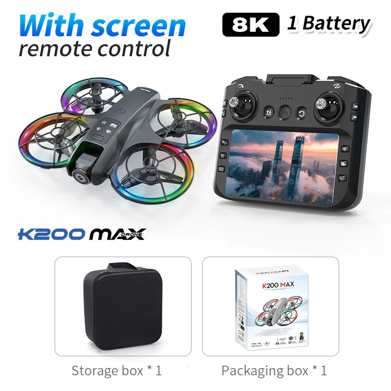 K200 MAX Drone 6K HD Real Time Video Large Screen Transmission Brush Motor Obstacle Avoidance Quadcopter Photography Kids Adults