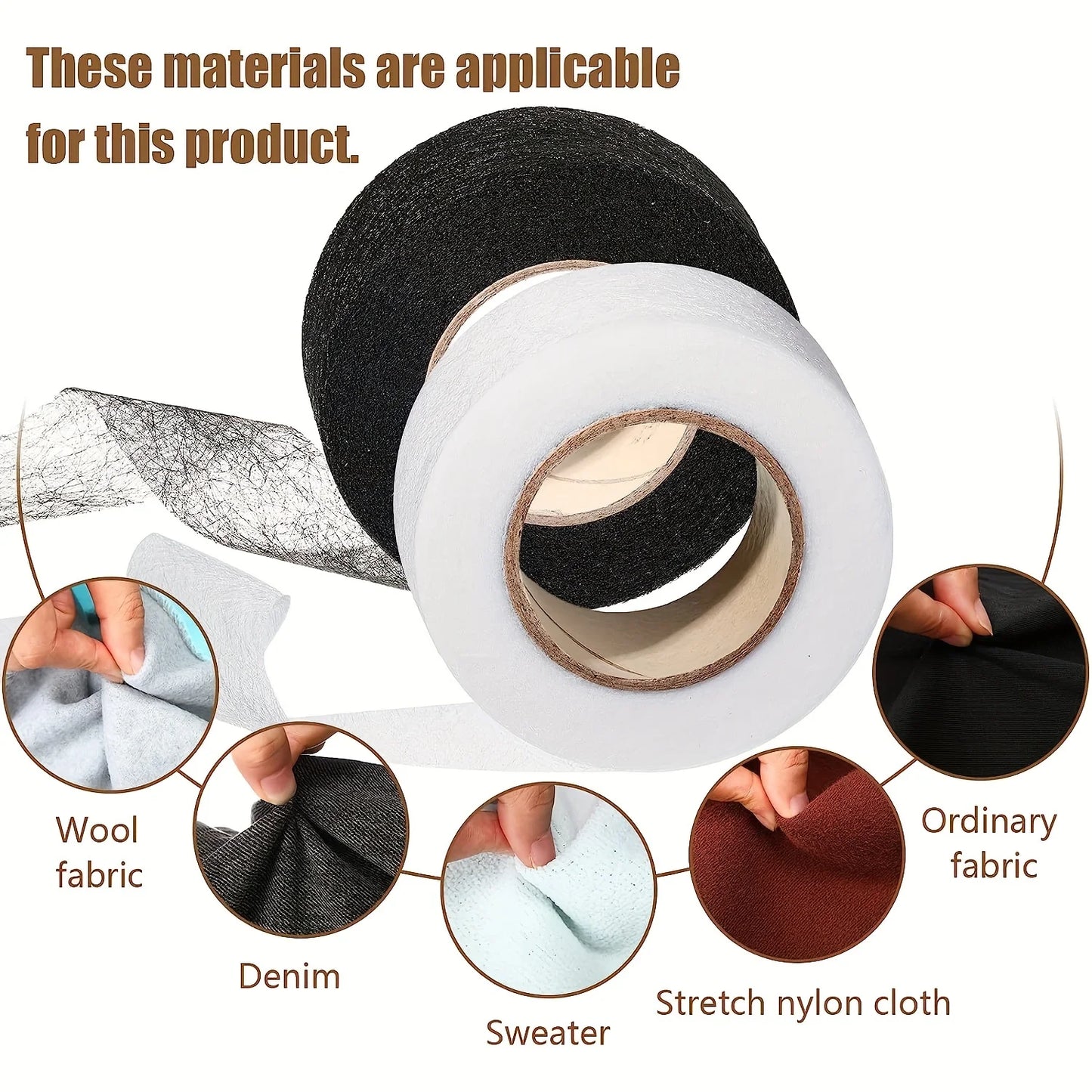 64M Roll Non-Woven Double-Side Interlining Adhesive Fabric Cloth Apparel Iron on Hem Tape Edge Shorten Pants DIY Sewing Tool