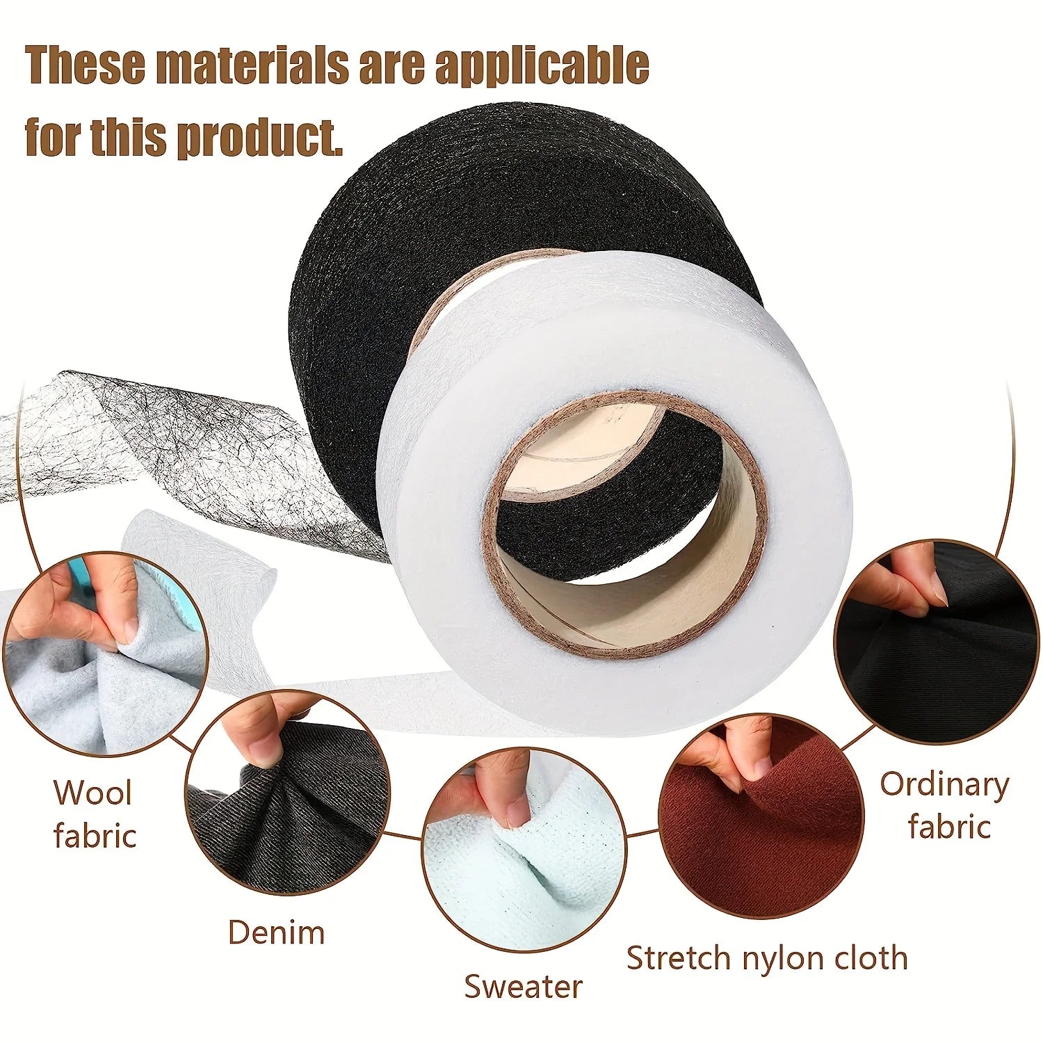 64M Roll Non-Woven Double-Side Interlining Adhesive Fabric Cloth Apparel Iron on Hem Tape Edge Shorten Pants DIY Sewing Tool