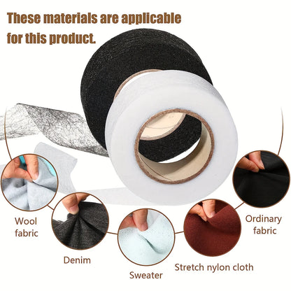 64M Roll Non-Woven Double-Side Interlining Adhesive Fabric Cloth Apparel Iron on Hem Tape Edge Shorten Pants DIY Sewing Tool