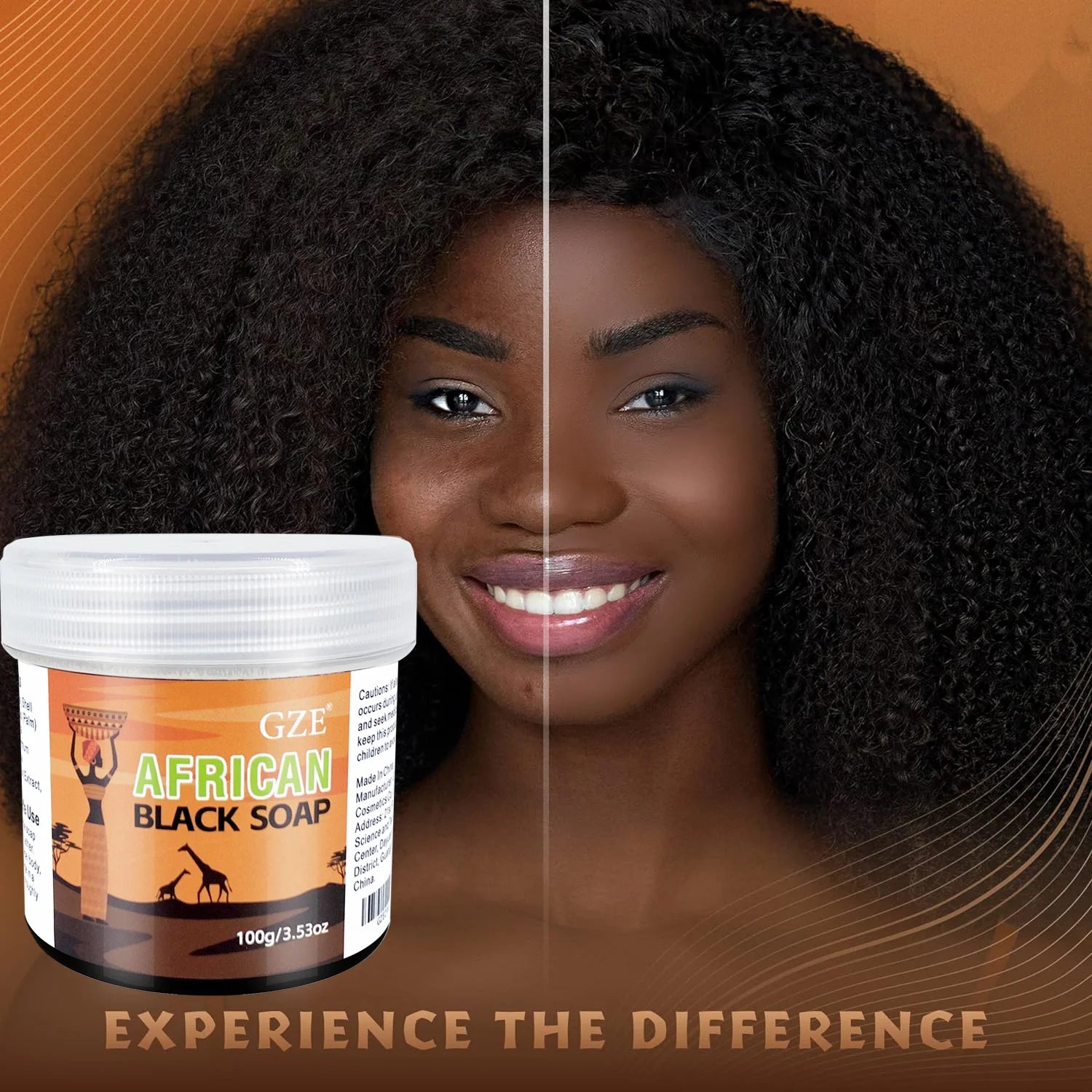 African Black Soap 3-In-1 Face, Hair, and Body Cleanser - Deeply Cleanses and Moisturizes Skin and Hair, Natural Ingredients