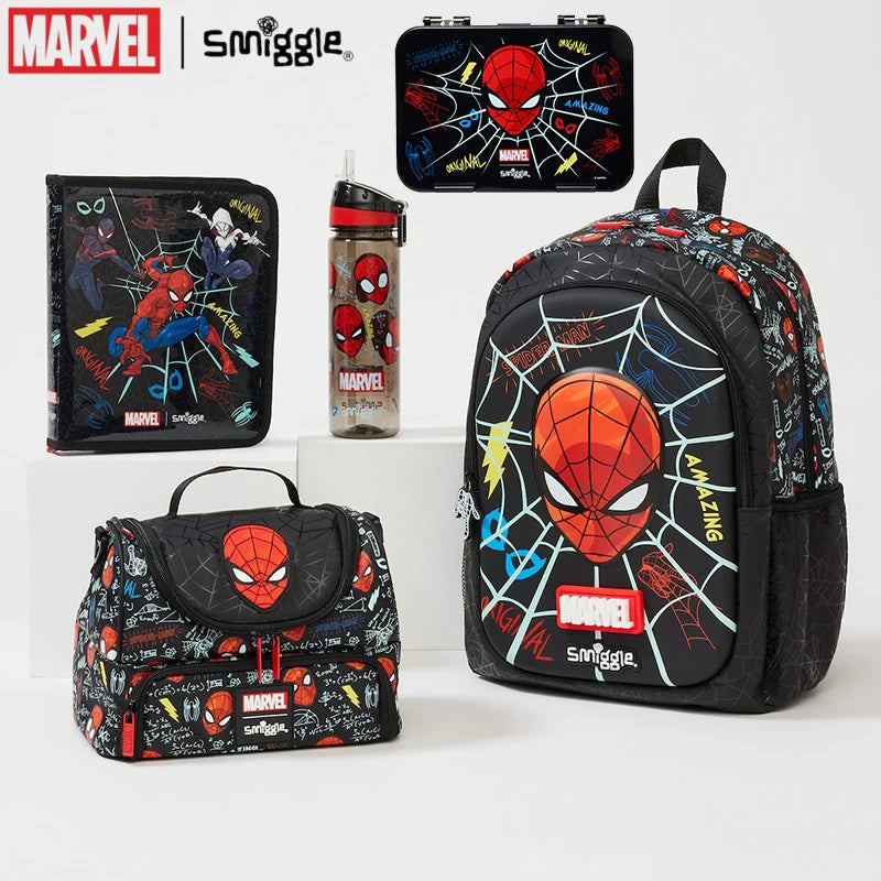 Smiggle Marvel Spider-Man Children Stationery Student School Bag Lunch Bag Lunch Box Wallet Pencil Box Water Cup Student Gift
