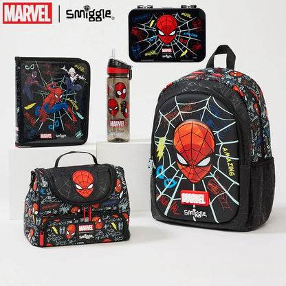 Smiggle Marvel Spider-Man Children Stationery Student School Bag Lunch Bag Lunch Box Wallet Pencil Box Water Cup Student Gift