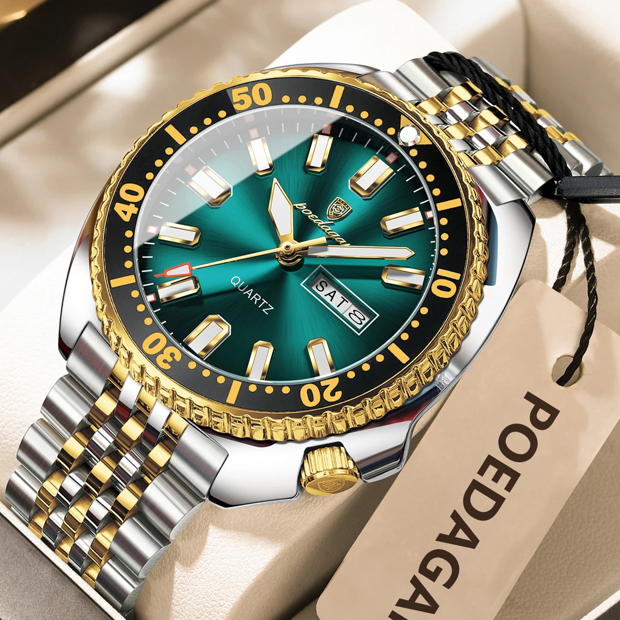 Business Men Watch Date Week Waterproof Luminous Luxury Man Wristwatch Sports Stainless Steel Men'S Quartz Watches Male
