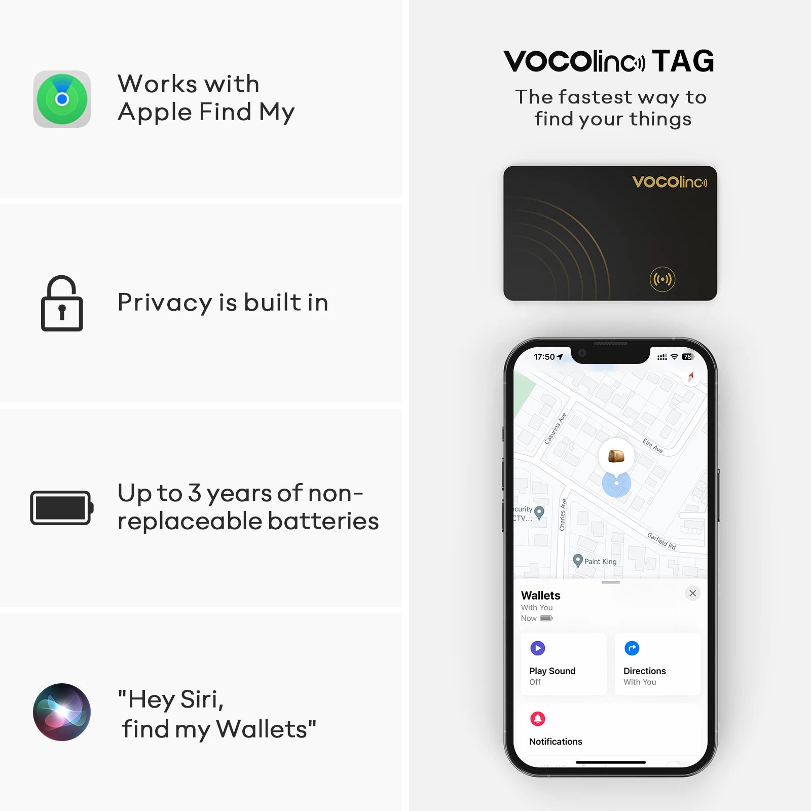 2Pcs  Wallet Tracker Card, GPS Locator Smart Tag, Find My (IOS Only), Key Finder Bluetooth Tracker, No Charging Required