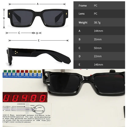 Ins Popular Fashion Square Rivets Men Sunglasses Vintage Punk Gradient Women Trending Dark Green Sun Glasses Shades UV400