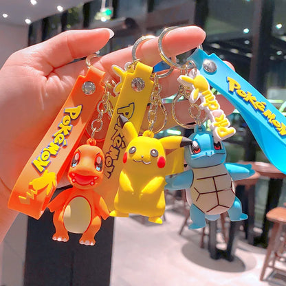 Pokemon Keychain Anime Cartoon Pikachu Creative Key Chain Ornaments Dolls Eevee Psyduck Rowlet for Kids Toys Bag Pendant Gifts