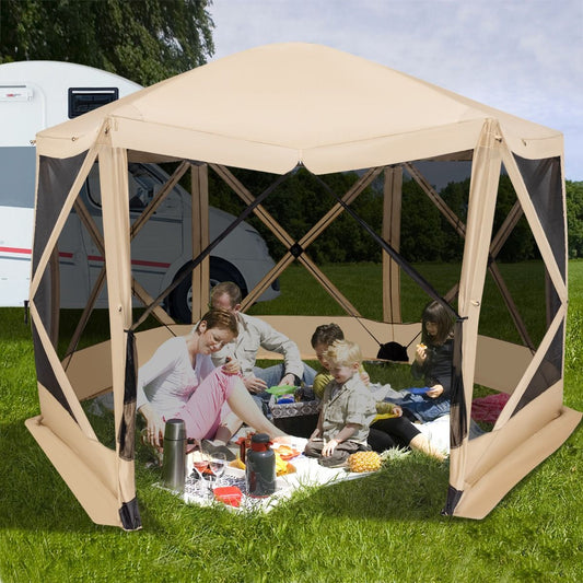 6-Sided Instant Setup Camping Gazebo with Portable Carrying Bag