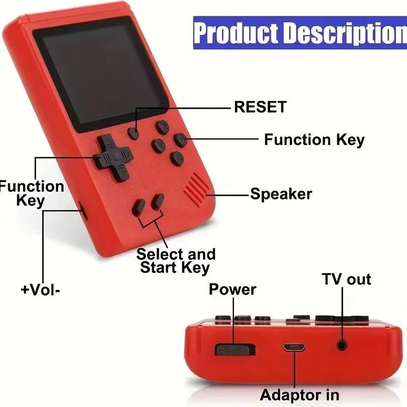 2.4-Inch LCD Screen Retro Handheld Video Game Console with 400 Built-In Games - Portable Mini Gaming Device for Christmas Gifts