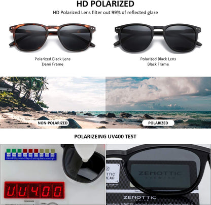 2-Pack Polarized Sunglasses for Men and Women, Retro Vintage Round and Square Designs with UV400 Protection, Unisex