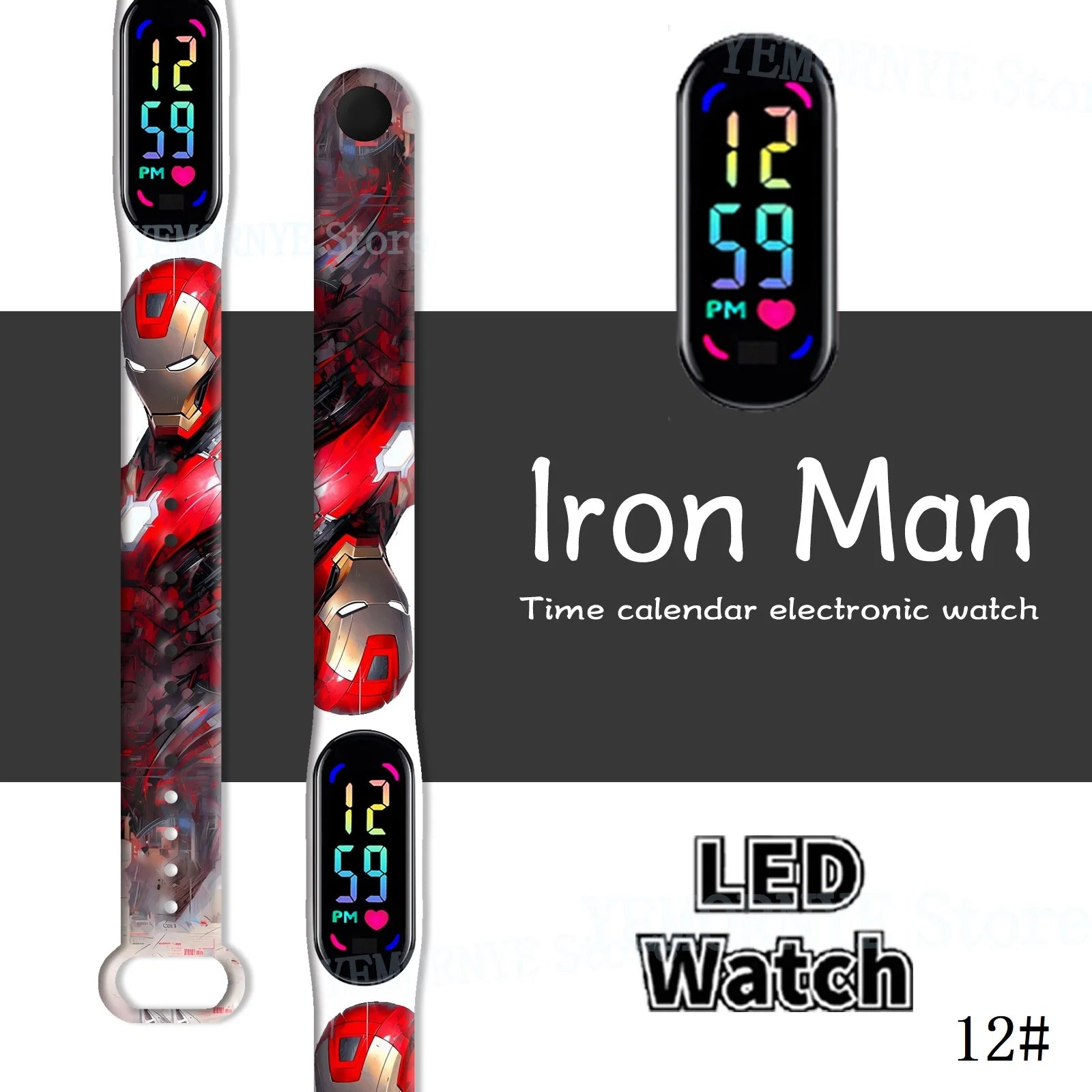 Disney Spider Man Children'S Cartoon Anime Character Luminous Bracelet Watch LED Touch Waterproof Clock Sports Gifts Christmas H
