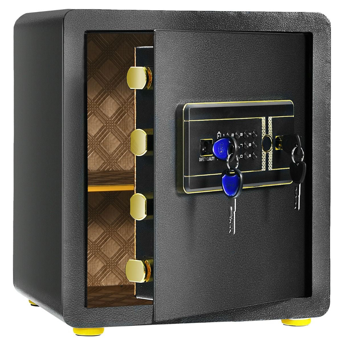 Electronic Safe with Triple Access Mechanisms for Secure Cash and Jewelry Storage