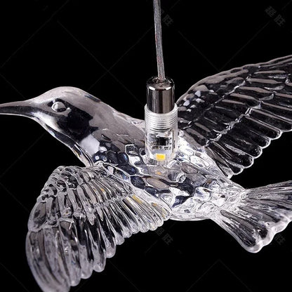 Luxury Led Chandelier for Staircase Modern Home Decor Hanging Lamp Creative Bird Design Lighting Acrylic Living Room Lustre