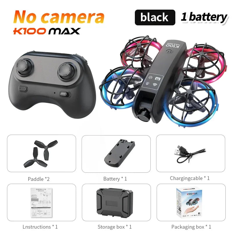 K100 Max Mini RC Drone 4K Professional HD Camera Optical Flow Positioning Colorfuls Dron Foldable RC Quadcopter Toys for Kids