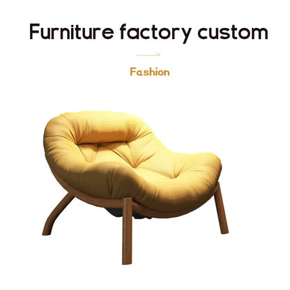Lazy Cowhide High Rebound Sofa Chair Single Person Light Luxury Lazy Sofa Chair Italian Minimalist Living Room Leisure Chair