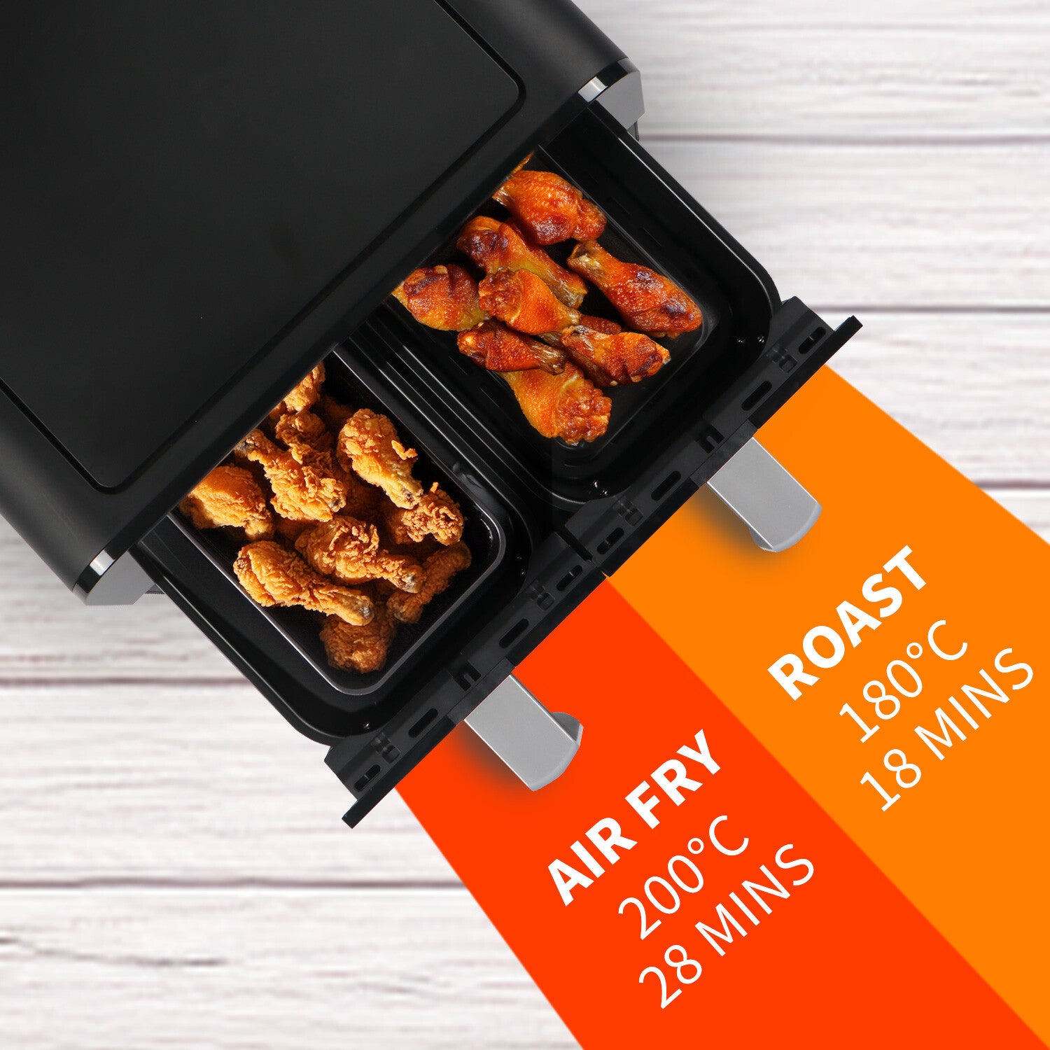 9L Dual Air Fryer 2400W Digital Cooker Oven 8-In-1 Healthy Frying Double Basket