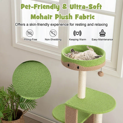 Multi-Level Cat Tree with Condo and Plush Perch - 111 cm