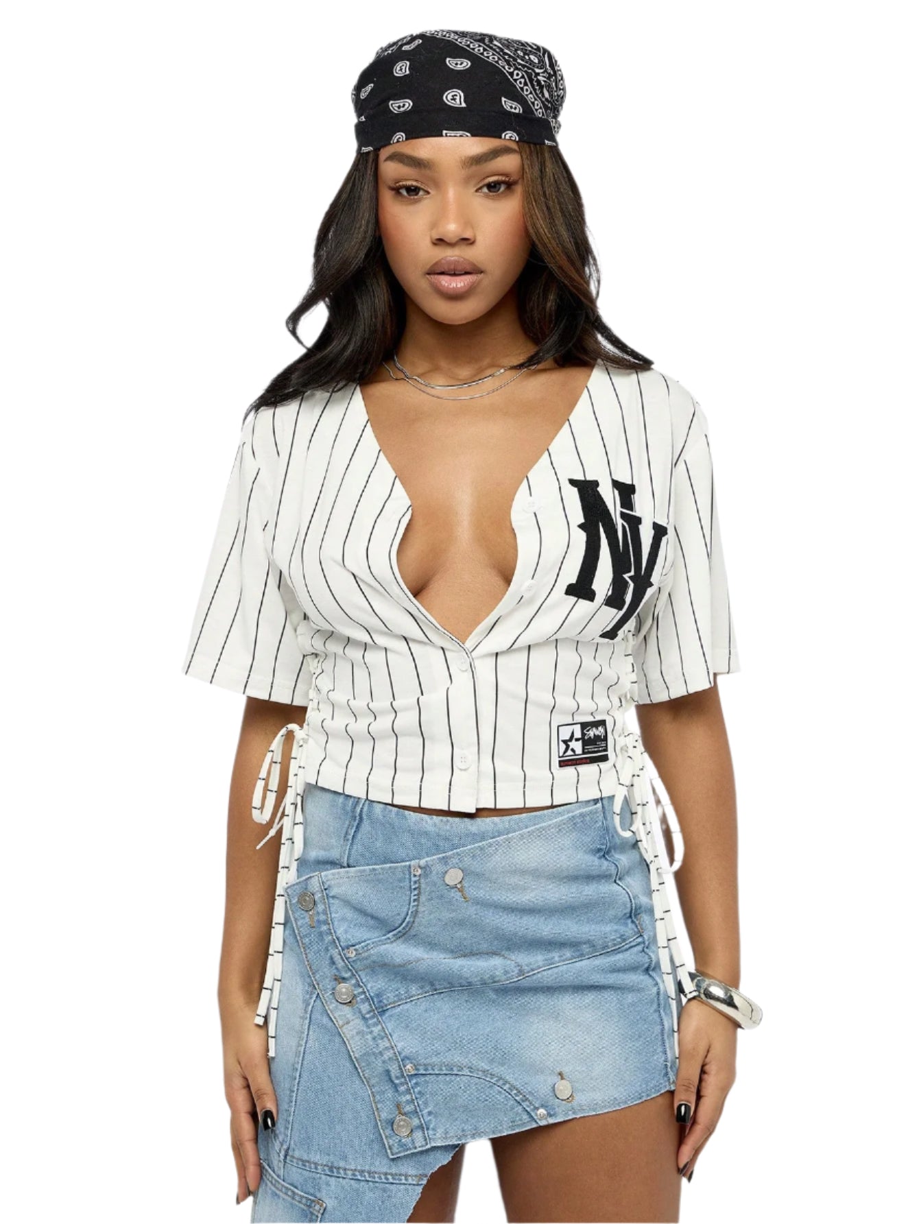 SUMWON WOMEN Street Tie up Corset Style Basketball Top