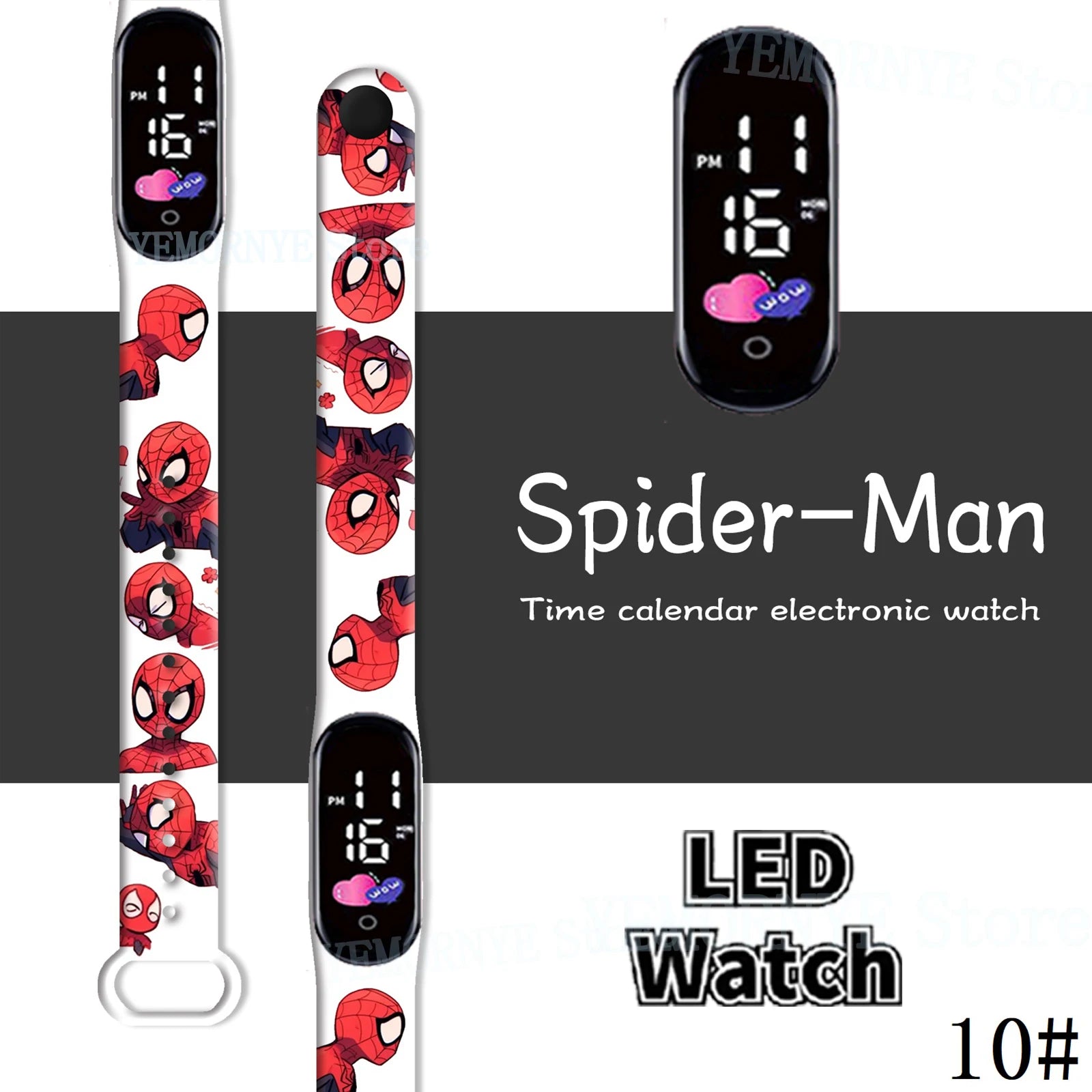 Disney Spider Man Children'S Cartoon Anime Character Luminous Bracelet Watch LED Touch Waterproof Clock Sports Gifts Christmas H
