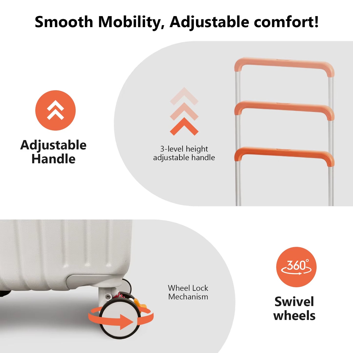 Luggage Aluminum Frame Hard Shell Trolley Case, TSA Lock, with Cup Holder and Phone Holder, USB, 20“-26”