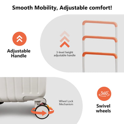 Luggage Aluminum Frame Hard Shell Trolley Case, TSA Lock, with Cup Holder and Phone Holder, USB, 20“-26”