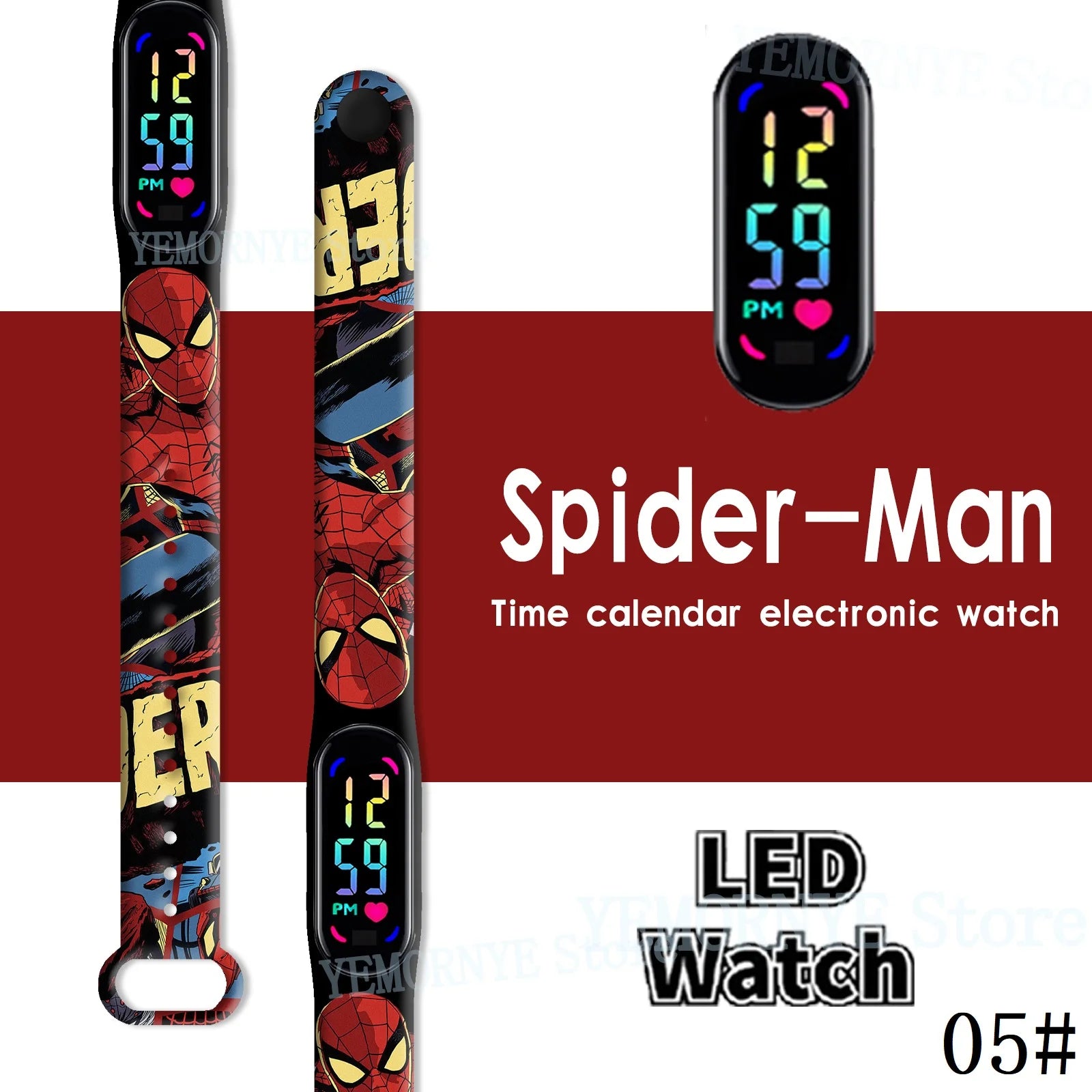 Disney Spider Man Children'S Cartoon Anime Character Luminous Bracelet Watch LED Touch Waterproof Clock Sports Gifts Christmas H